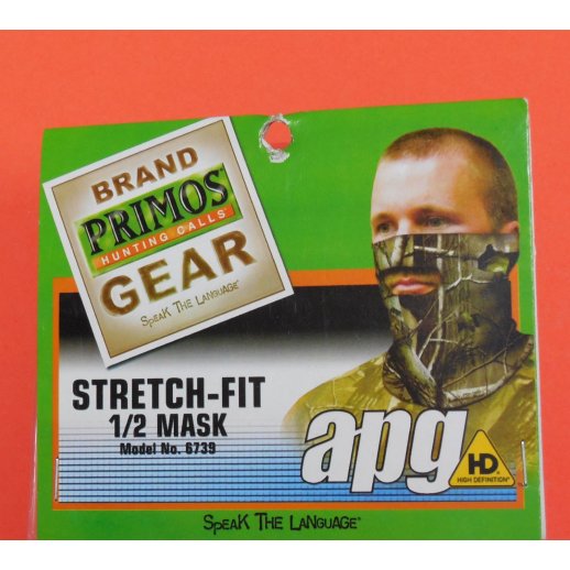 Primos Stretch-Fit Face Mask - 1/2 Mask - Realtree APG HD
